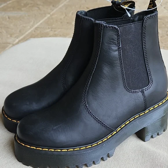 Dr. Martens Black Chelsea Boots with Yellow Accents - Picture 4 of 10